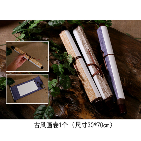 手持画轴30*70cm纸质+木制古风