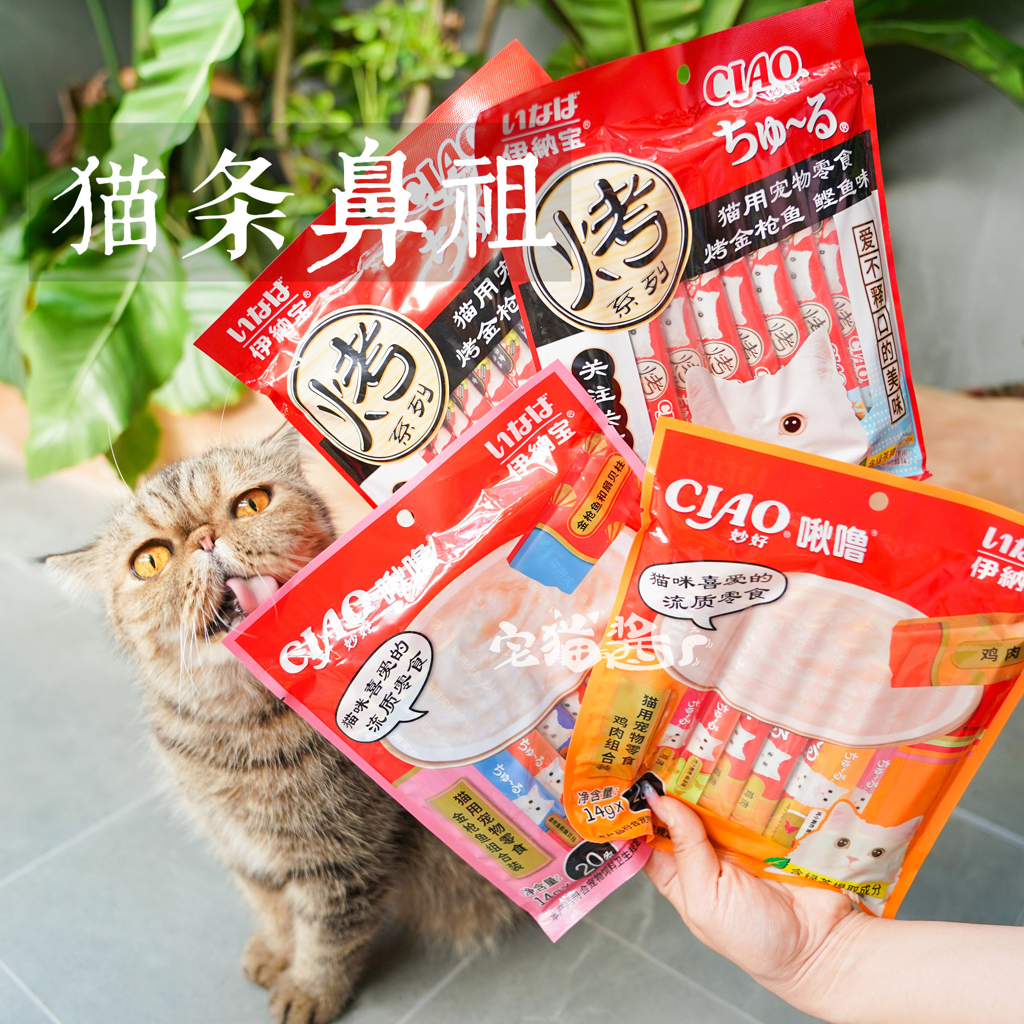 宅猫酱 伊纳宝啾噜猫条妙好流质零食鸡肉金枪鱼湿粮条14g*20支图片