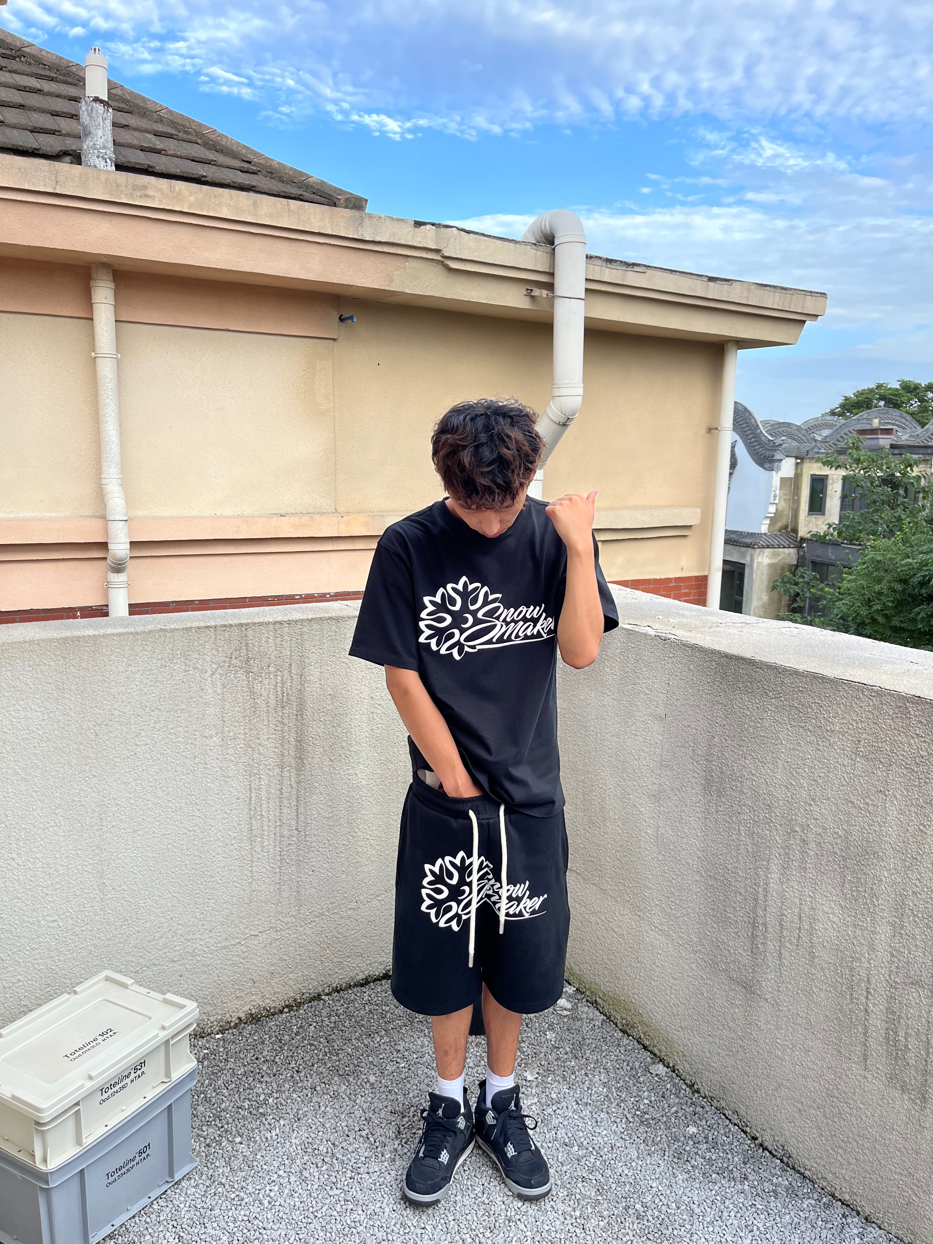 SNOWMAKER美式街头夏季drill运动短裤套装