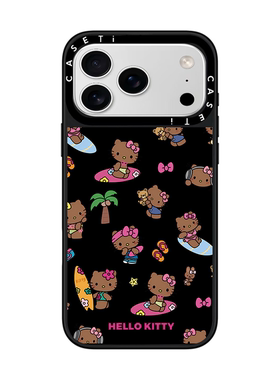 黑皮冲浪KT猫适用于苹果17promax壳/iphone16promax/15pro/14plus/13p/12p套case磁吸壳手链