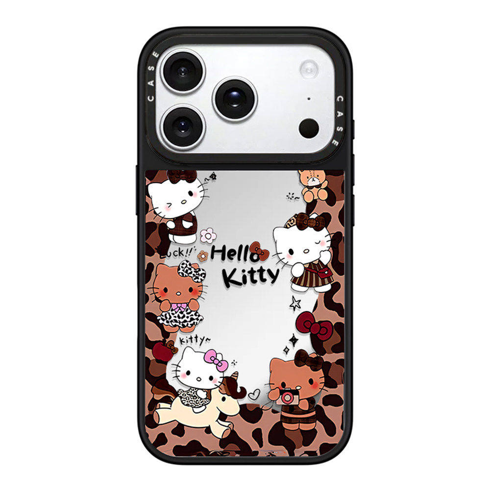 CASE豹纹HelloKitty黑皮kt猫新款磁吸适用苹果17promax壳iPhone16pro保护套15全包防摔14可爱13卡通12女