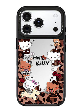 CASE豹纹HelloKitty黑皮kt猫新款磁吸适用苹果17promax壳iPhone16pro保护套15全包防摔14可爱13卡通12女