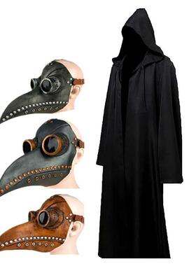Halloween Cloak Plague Doctor Mask Cosplay Costume Sorcerer