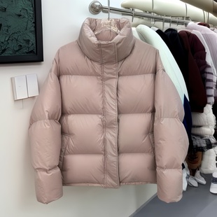 95白鸭绒羽绒服女短款2025新款立领小个子白色加厚面包服保暖外套