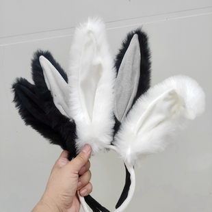 兔子耳发箍弯曲造型Cosplay兔女郎小灰兔小白兔耳仿真手作头箍