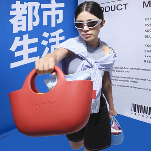 梵高范购购包2025新款水桶包百搭通勤饭盒便当包包防水手提菜篮子