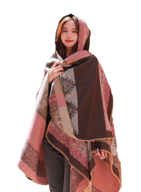 民族风斗篷披肩流苏女