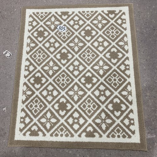 c305（100*120CM）丙纶地垫 入户玄关厨房防滑吸水机洗米色四叶草