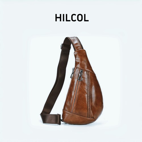 HILCOL山古寻影系列创意真皮单肩包斜挎包头层牛皮设计师款