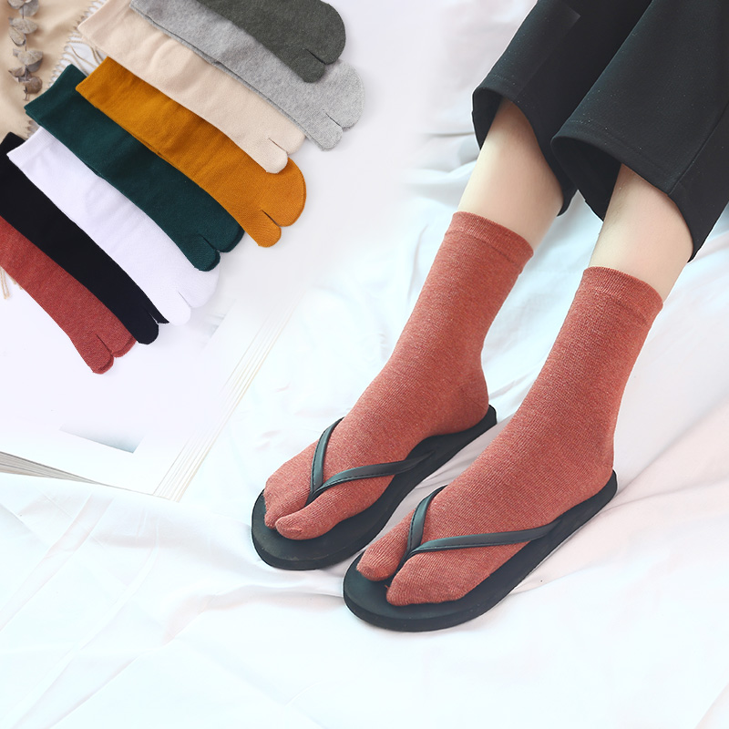 春秋三分田分趾女棉两指袜人字拖