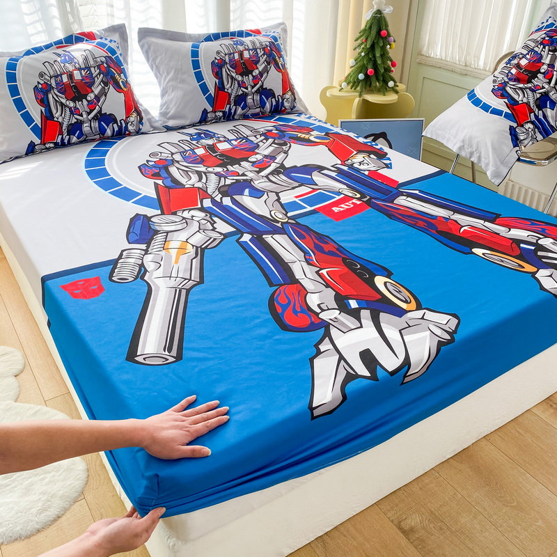 单件床单床笠款磨毛儿童男孩男童卡通擎天柱春秋季床罩式变形金刚