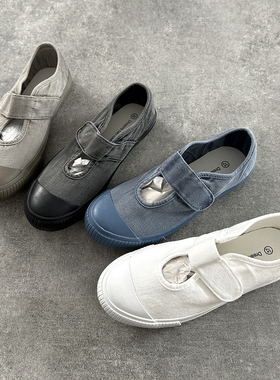 韩国魔术贴帆布鞋新款女式休闲百搭防滑软底透气小白鞋子学生复古