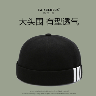 无檐雅痞瓜皮帽男士 嘻哈街头百搭贝雷帽春夏圆顶潮牌地主硬顶帽子