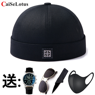 帽子男瓜皮帽日系无檐地主帽韩版街头时尚潮人雅痞嘻哈帽地痞帽女