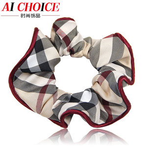 经典格子大号发圈韩国布艺发饰扎头发橡皮筋发绳盘发简约头绳头饰