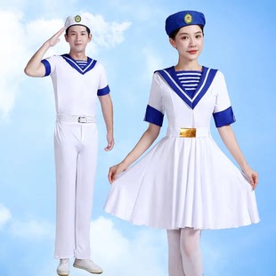 成人海军风演出服装水手服套装短袖女兵舞蹈运动会大合唱表演服装