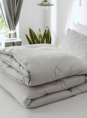 大豆纤维被芯全棉提花面料灰色北欧简约风单双人加厚保暖被子褥子