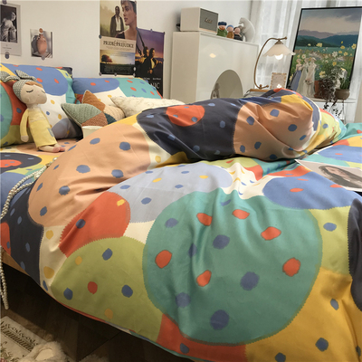 简约风油画涂鸦卡通小狮子四件套