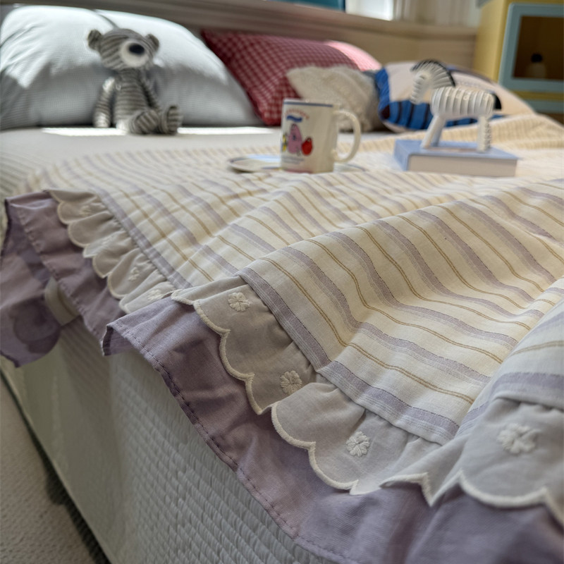 少女芋泥紫条纹夏凉被单双人被芯