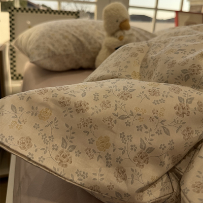 ins复古少女心漫花四件套全棉