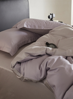 100s高支长绒棉琉璃紫色裸睡四件套全棉1.5m1.8公寓床上用品被套