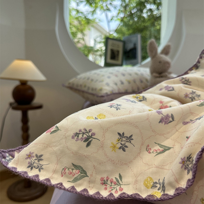 A类母婴级双层纱田园魅紫四件套