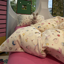 卡通双层纱少女心阿呆玫红床单全纯棉四件套1.5m1.8米学生三件套