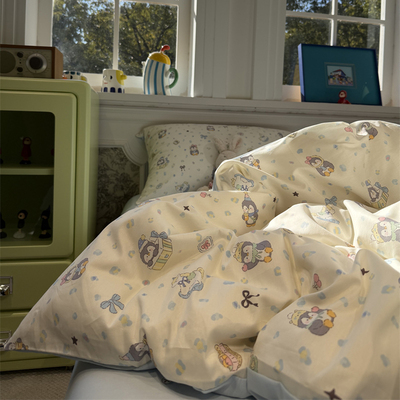 ins卡通欢乐企鹅床上四件套全棉