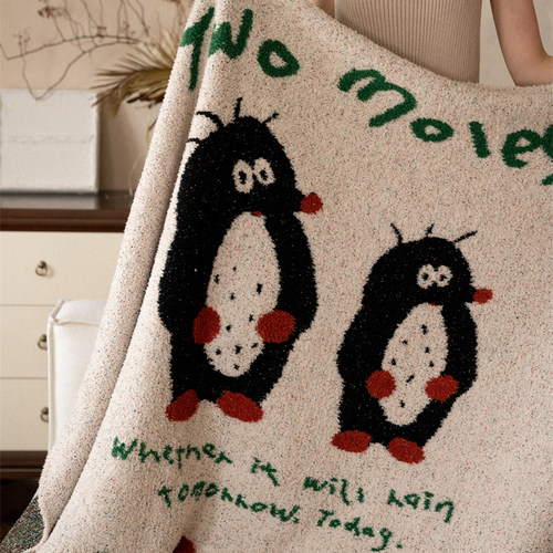 ins呆鼹鼠多功能针织半边毯毛毯