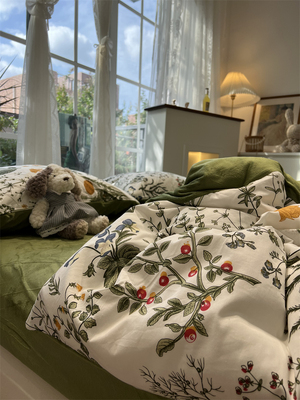 ins秋海棠美式田园棉加绒四件套