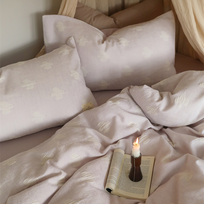 浮雕磨毛幸运紫造梦四件套