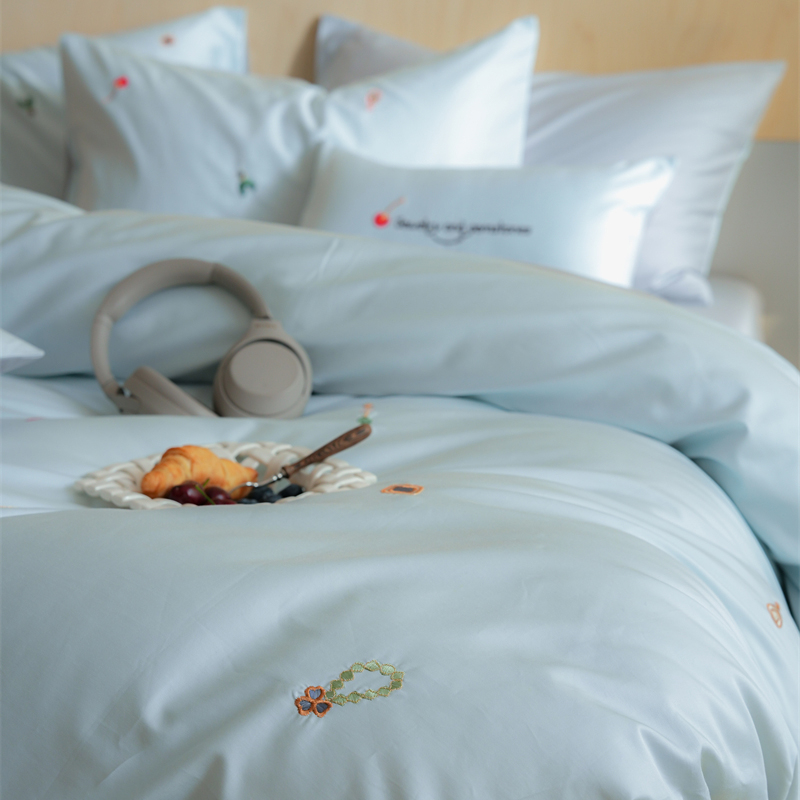 100s高支长绒棉刺绣樱桃四件套