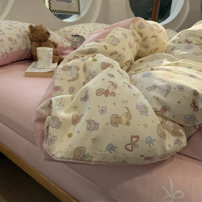 少女心卡通小狗床上四件套
