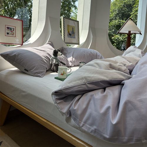 秋冬保暖少女心磨毛紫色四件套