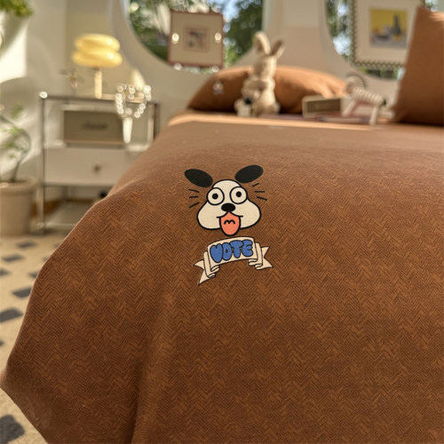 美拉德磨毛卡通可爱小狗床笠床单