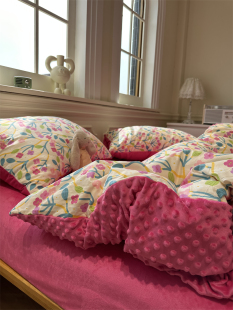 美式 田园保暖棉加豆豆绒碎花四件套珊瑚绒1.5m1.8牛奶绒加厚秋冬