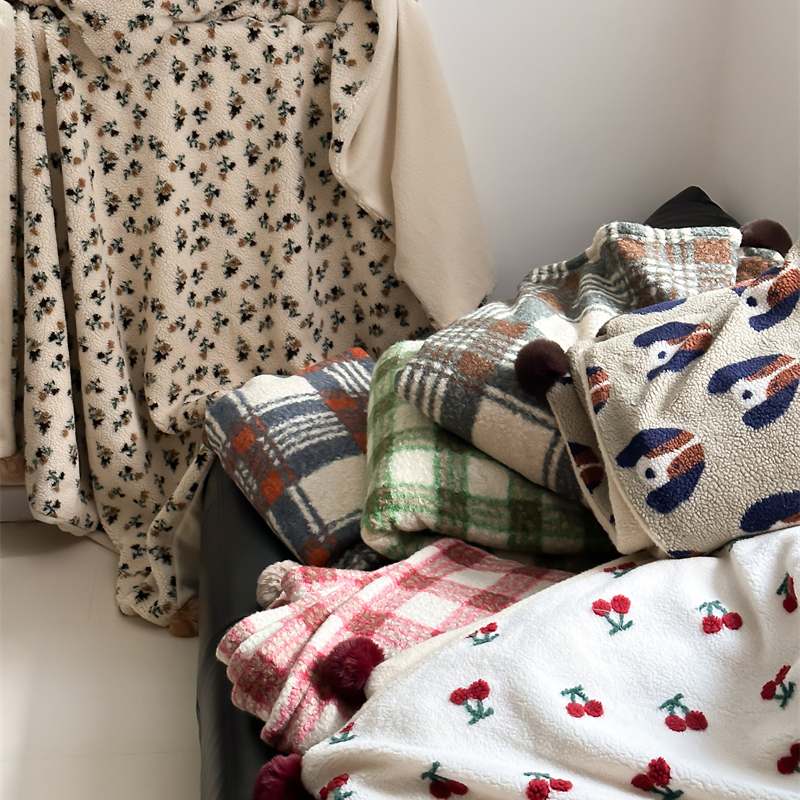 羊卷妮双面盖毯午睡毯