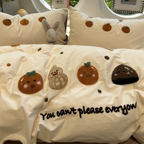 100s高支磨毛毛巾绣四件套全棉