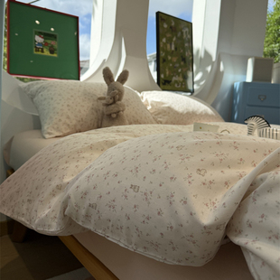 ins田园双层纱少女心玫瑰小兔纯棉四件套1.5m1.8米学生宿舍三件套