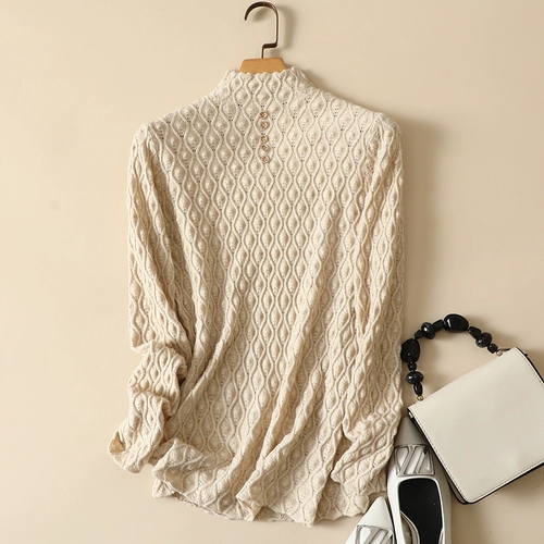 Приятный телу весенний трикотажный свитер, высокий воротник, 2024 года, в западном стиле