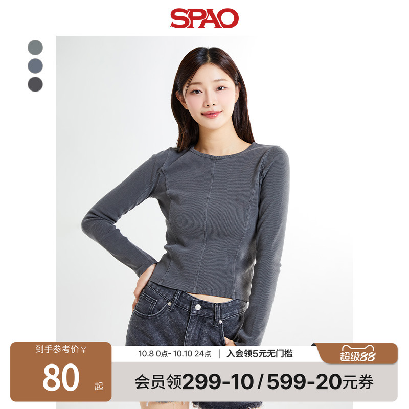 SPAO冬季新品修身长袖T恤