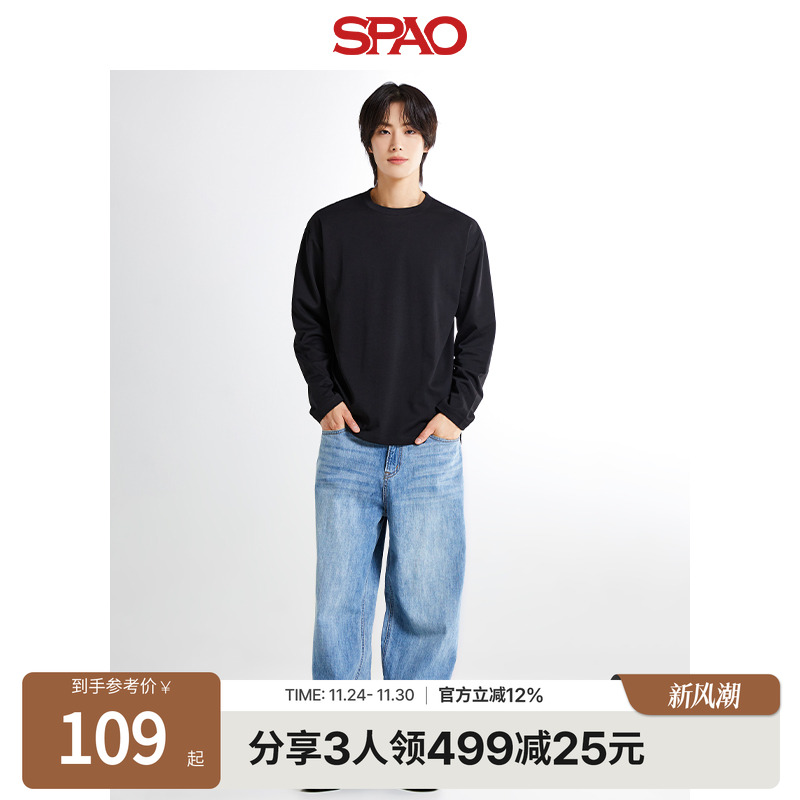 SPAO男士秋新品圆领长袖T恤