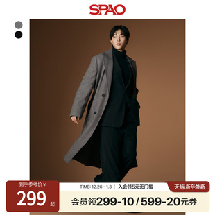 简约长款 SPAO韩国同款 气质时尚 男士 毛呢大衣外套 冬季