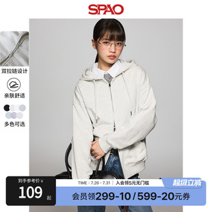 男女同款 SPAO韓國同款 新品 純色拉鏈開衫 2025年春季 衛(wèi)衣