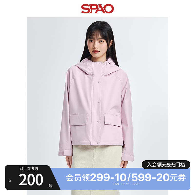 SPAO韩国同款秋冬女士简约宽松休闲风衣夹克外套SPJJE49G91