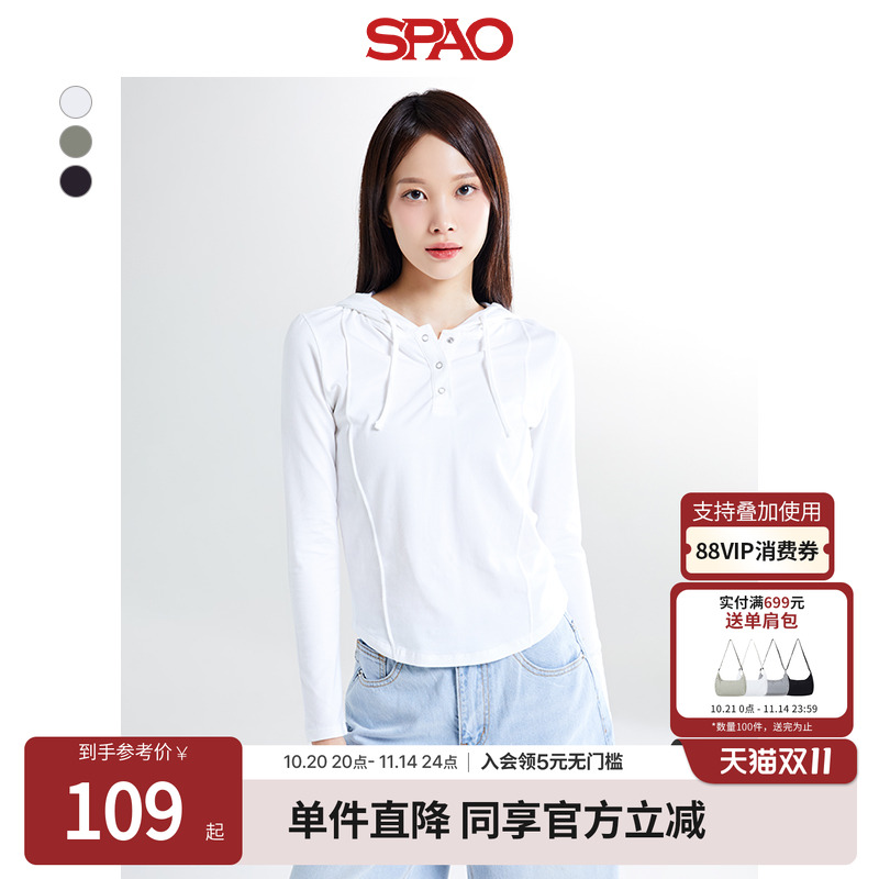 SPAO秋新品女士运动长袖T恤