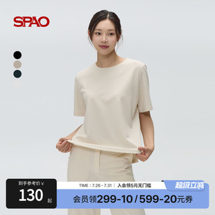 雪纺衫 SPAOSPAO韩国同款 女士简约休闲圆领短袖 新品 2025年夏季