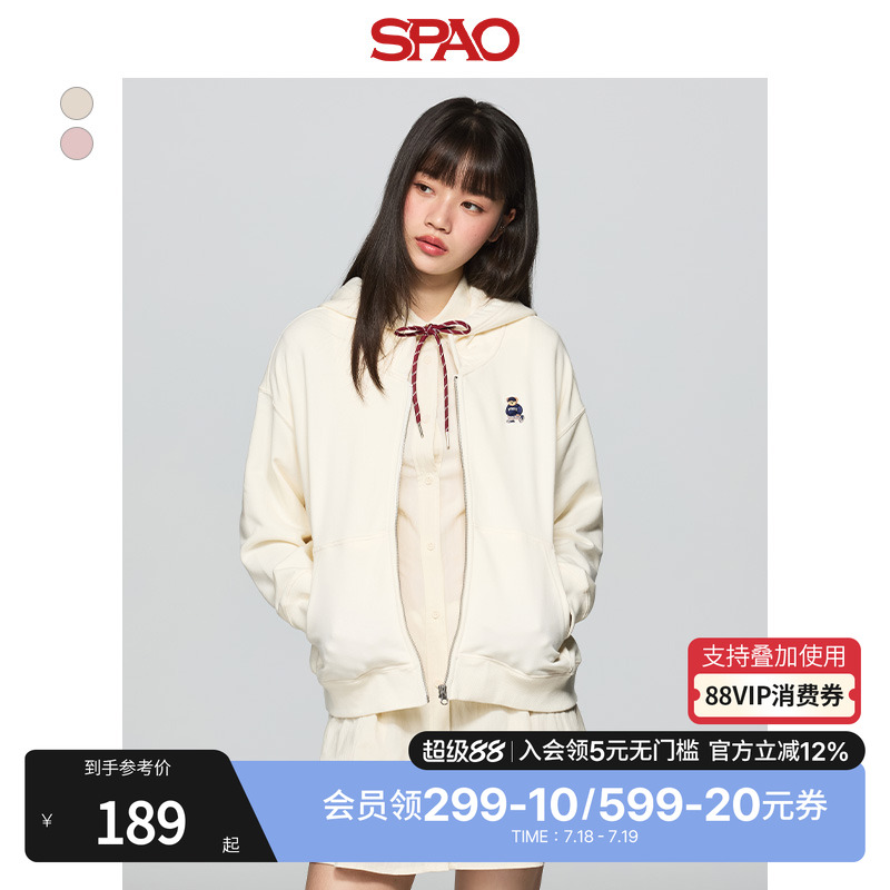 SPAO春季新品小熊Woodie连帽卫衣