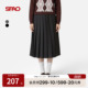 SPAO韩国同款 半身裙高腰miu系a字百褶裙 学院风中长款 25年冬季 新品