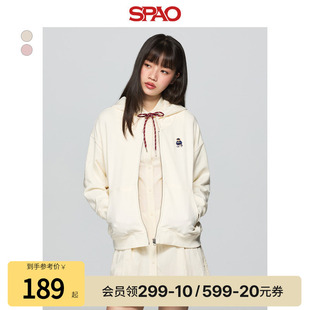 25年春秋女生小熊连帽卫衣 SPAO韩国同款 WOODIE系列